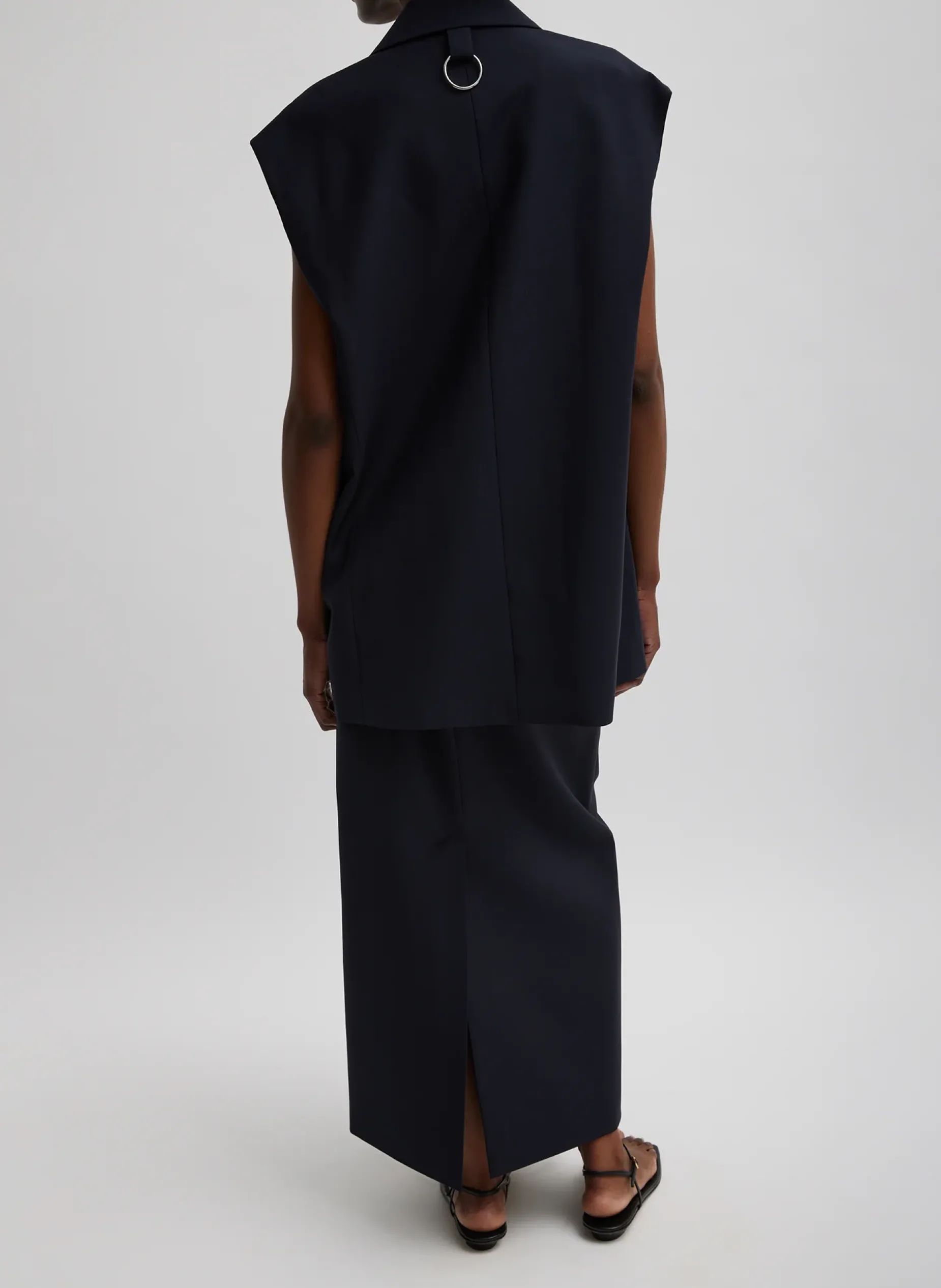 Suits|Jackets & Outerwear>Tibi Tropical Wool Liam Vest Navy