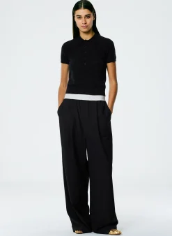 Pants & Shorts>Tibi Tropical Wool Marit Pull On Pant Black