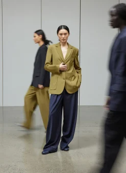Suits|Jackets & Outerwear>Tibi Tropical Wool Max Blazer Dark Hazel