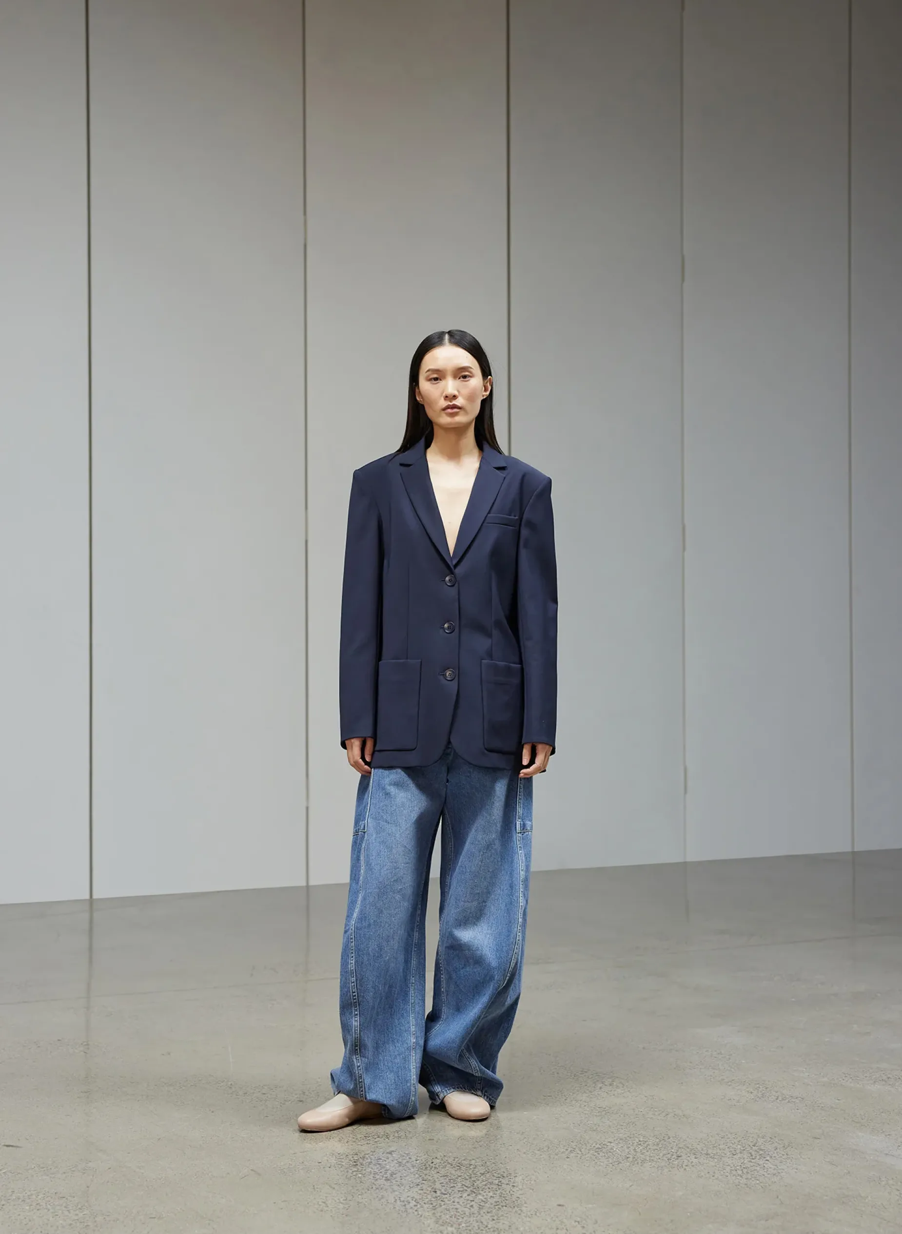 Suits|Jackets & Outerwear>Tibi Tropical Wool Max Blazer Navy
