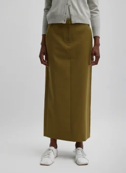Suits|Fundamentals - WOFs>Tibi Tropical Wool Maxi Trouser Skirt Dark Hazel