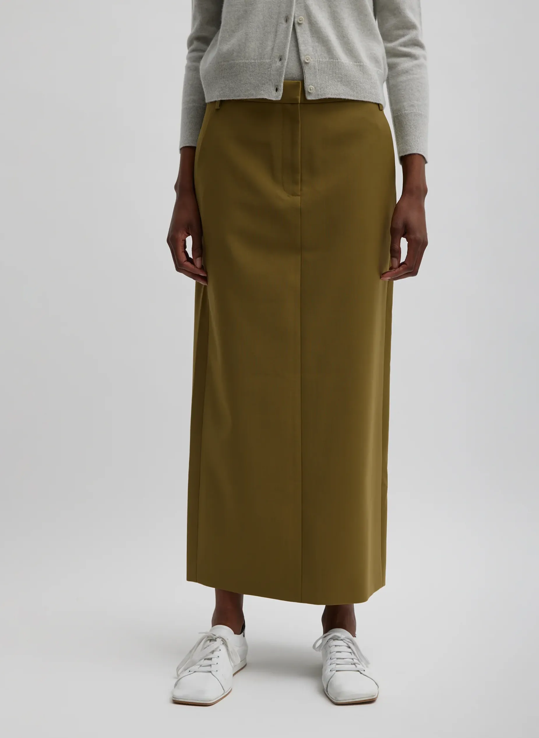Suits|Fundamentals - WOFs>Tibi Tropical Wool Maxi Trouser Skirt Dark Hazel