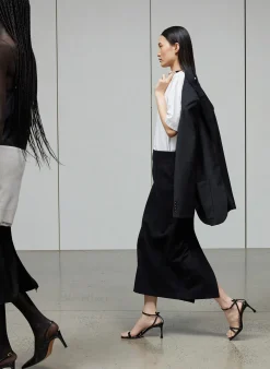 Suits|Skirts>Tibi Tropical Wool Maxi Trouser Skirt Black