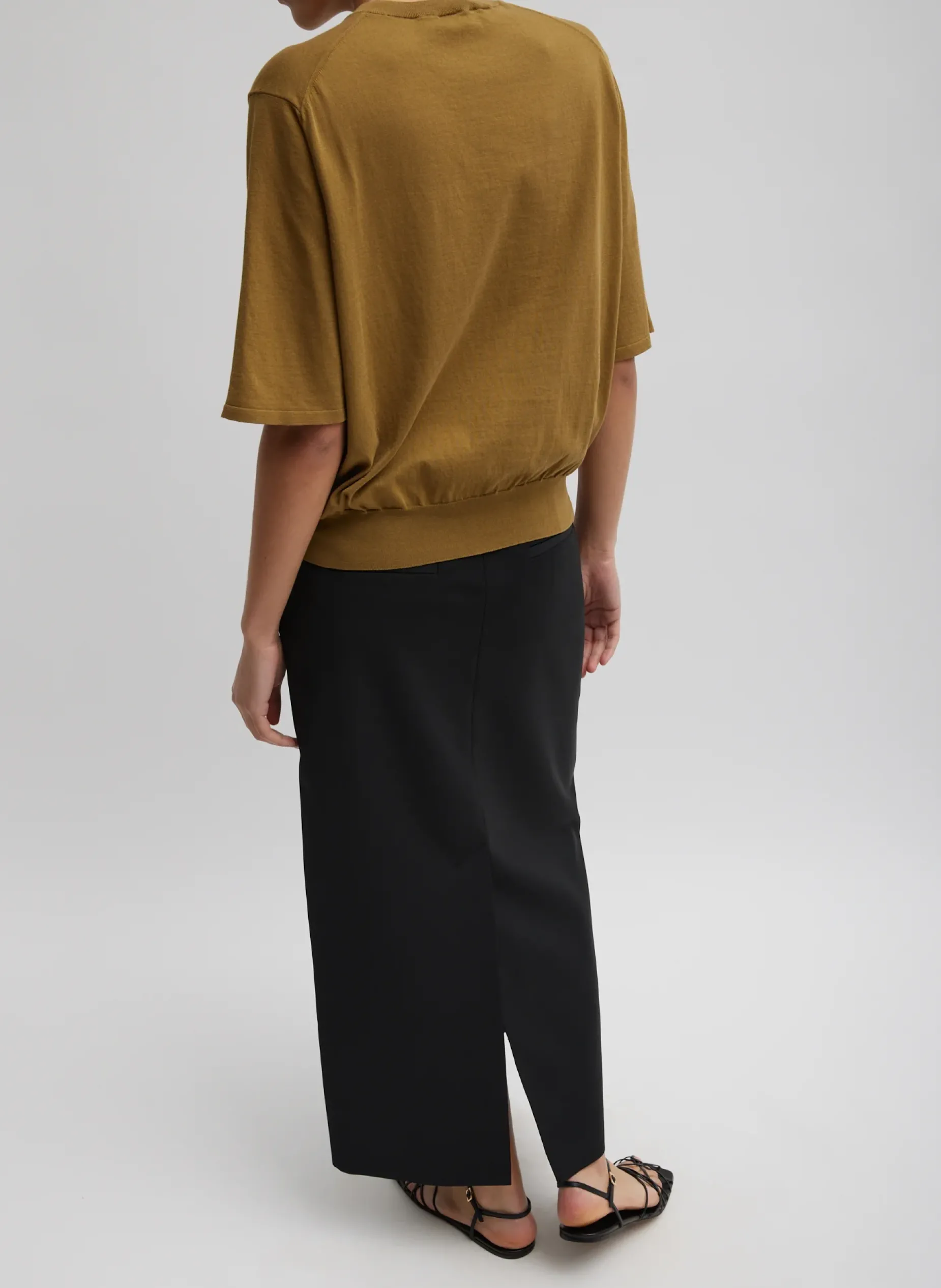 Suits|Skirts>Tibi Tropical Wool Maxi Trouser Skirt Black