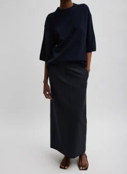 Suits|Skirts>Tibi Tropical Wool Maxi Trouser Skirt Navy