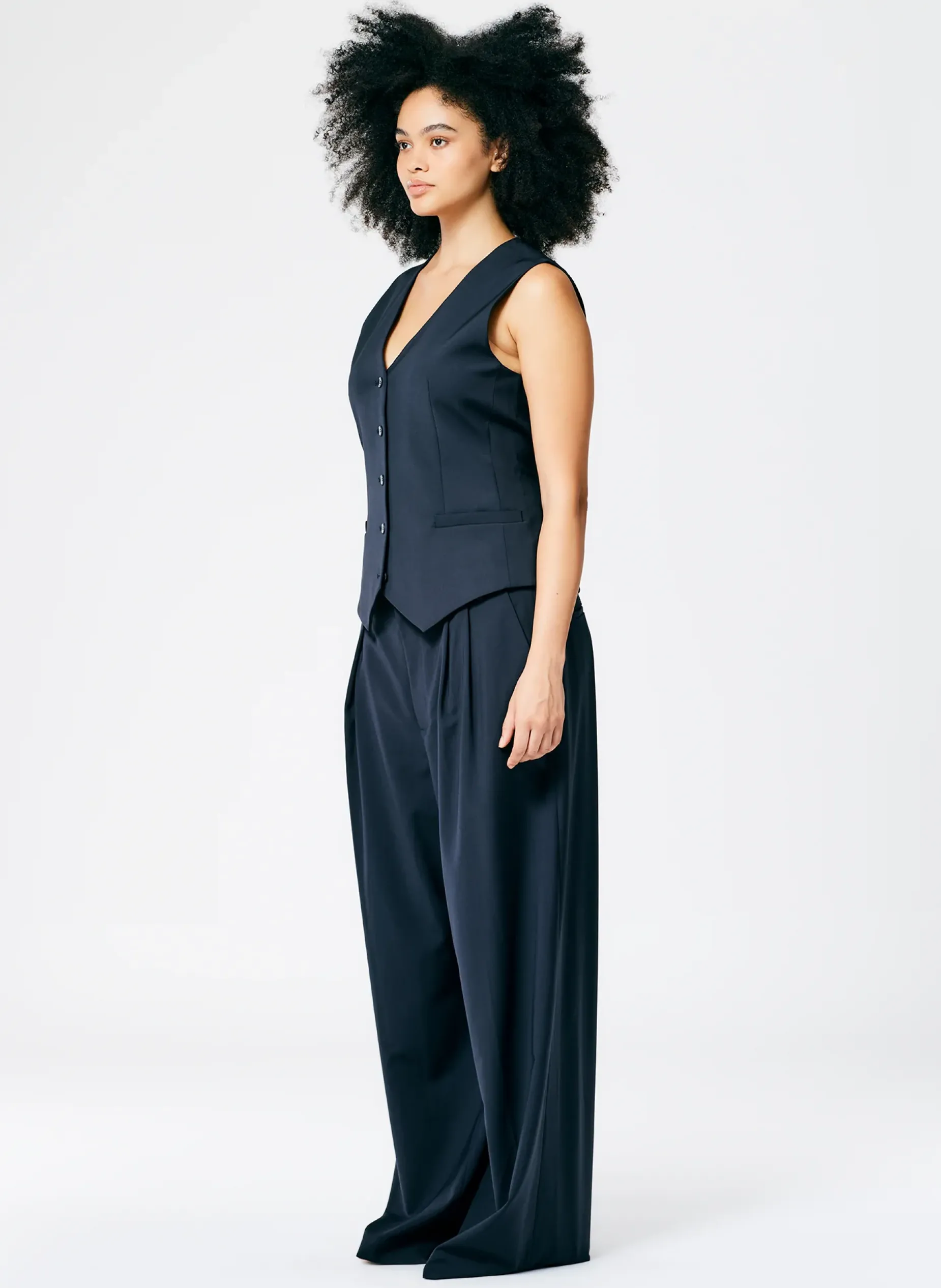 Suits|Tops>Tibi Tropical Wool Vest Navy
