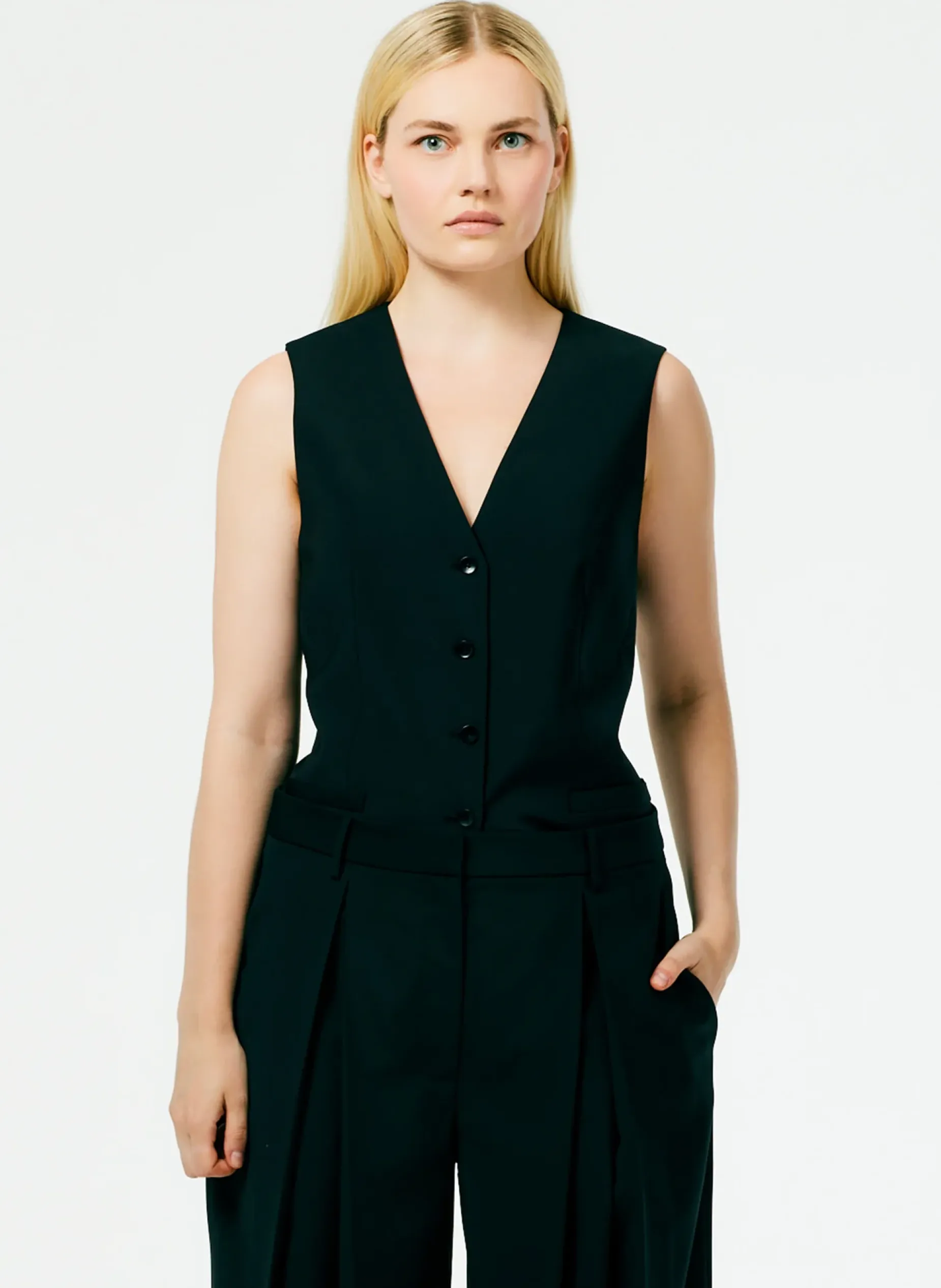 Suits|Tops>Tibi Tropical Wool Vest Black