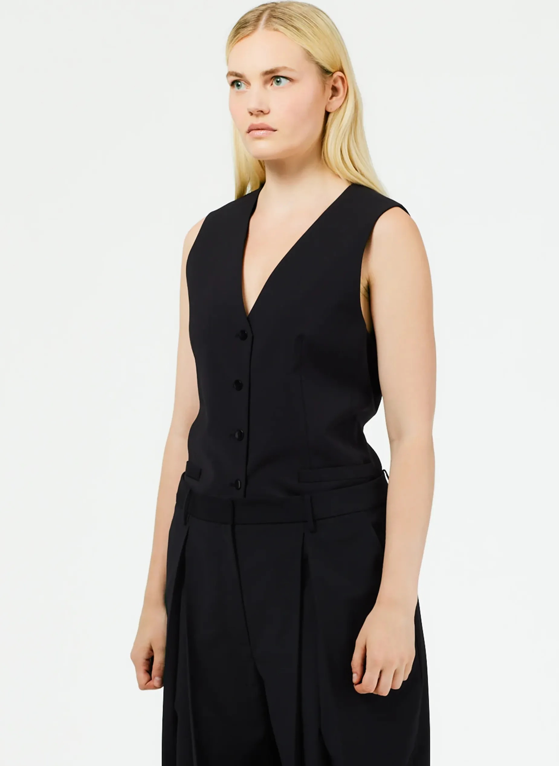 Suits|Tops>Tibi Tropical Wool Vest Black