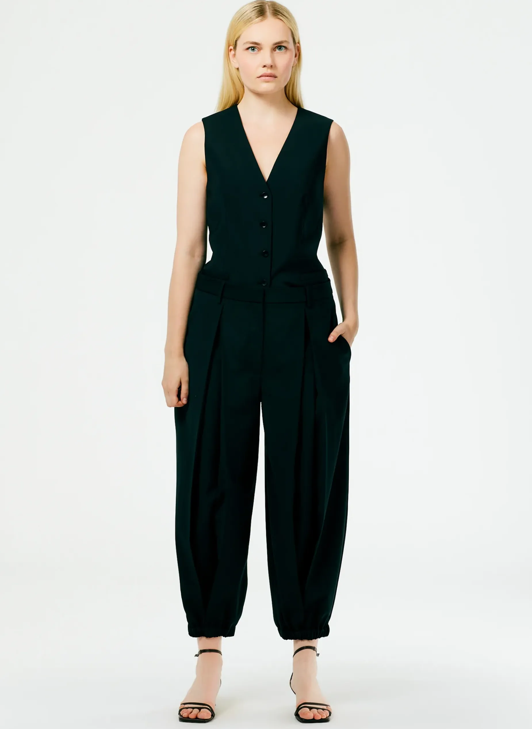 Suits|Tops>Tibi Tropical Wool Vest Black