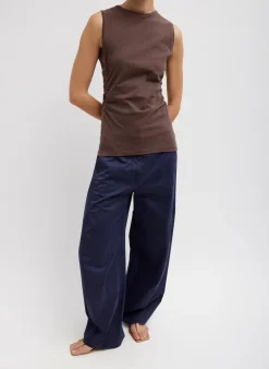 Tops>Tibi T-Shirting Shirred Crewneck Top Cacao