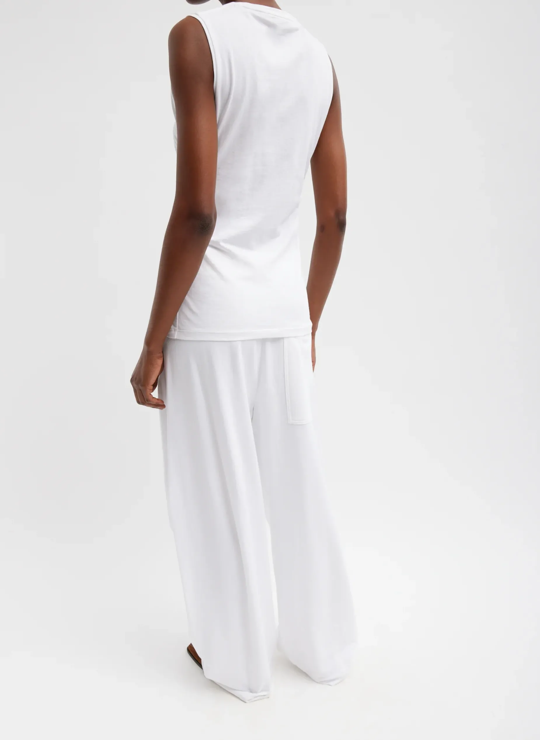 Tops|Curated Closets>Tibi T-Shirting Shirred Crewneck Top White
