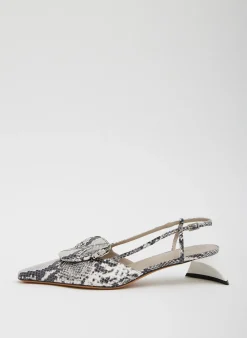 Heels>Tibi Victor Embossed Snake Slingback Grey Embossed Snake