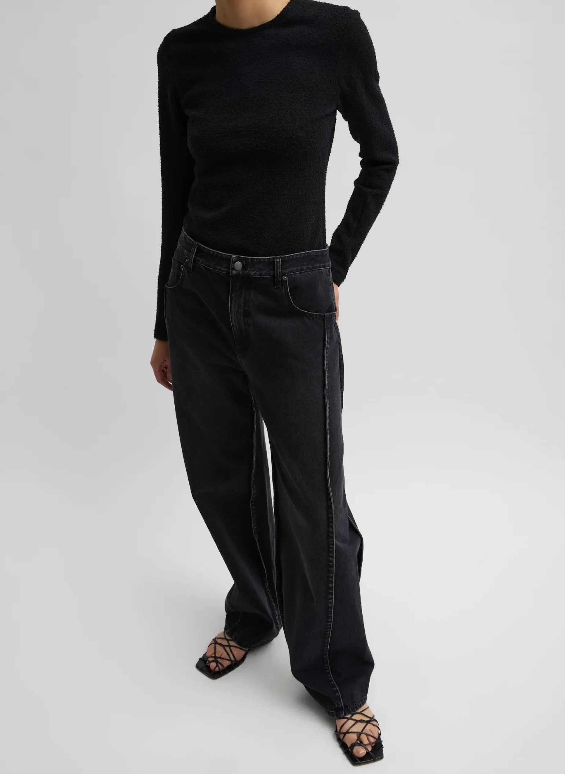 Denim|Pants & Shorts>Tibi Denim Tuck Jean Vintage Black