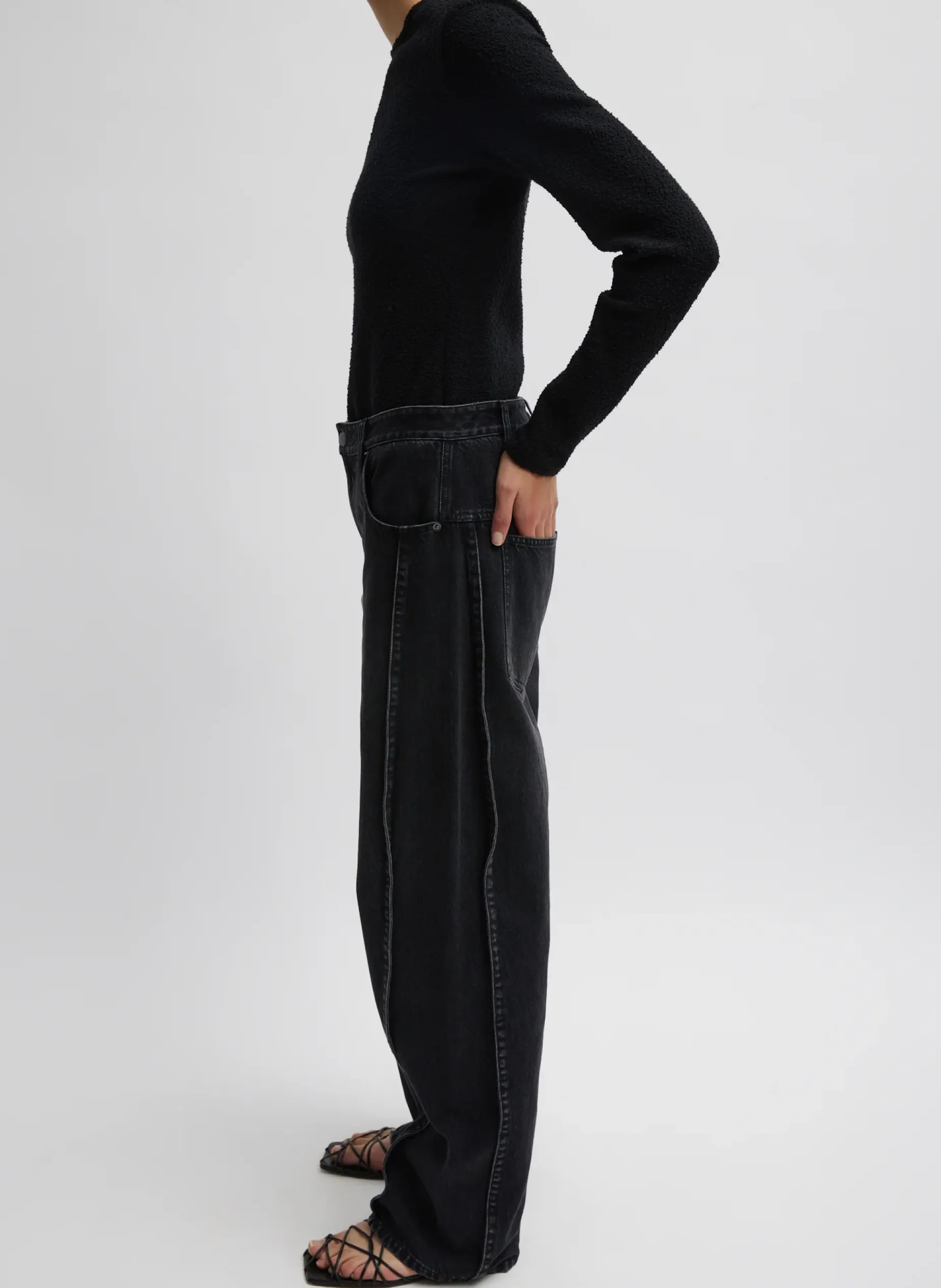 Denim|Pants & Shorts>Tibi Denim Tuck Jean Vintage Black