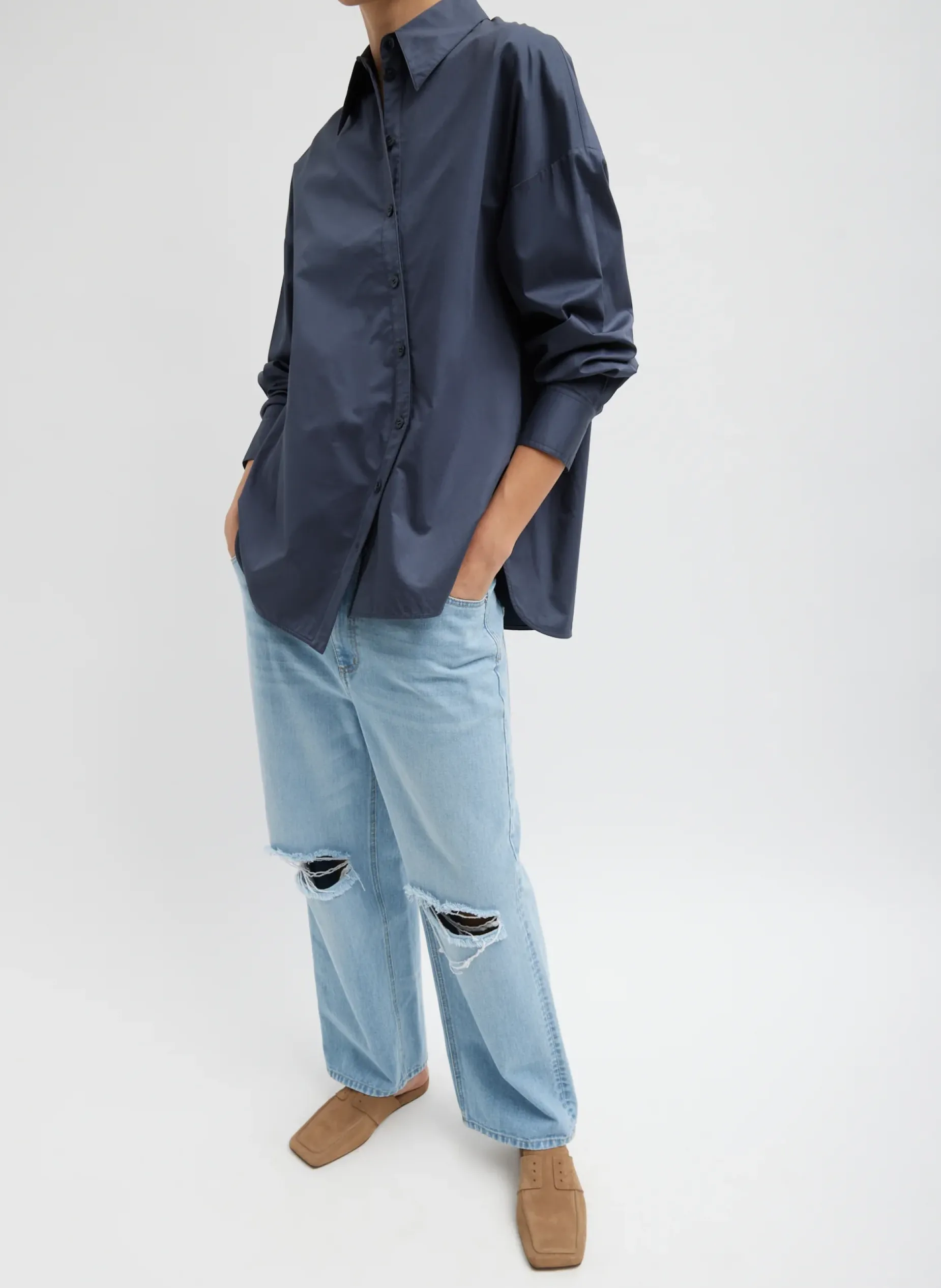 Denim|Pants & Shorts>Tibi Vintage Wash Denim Ryder Jean Vintage Blue