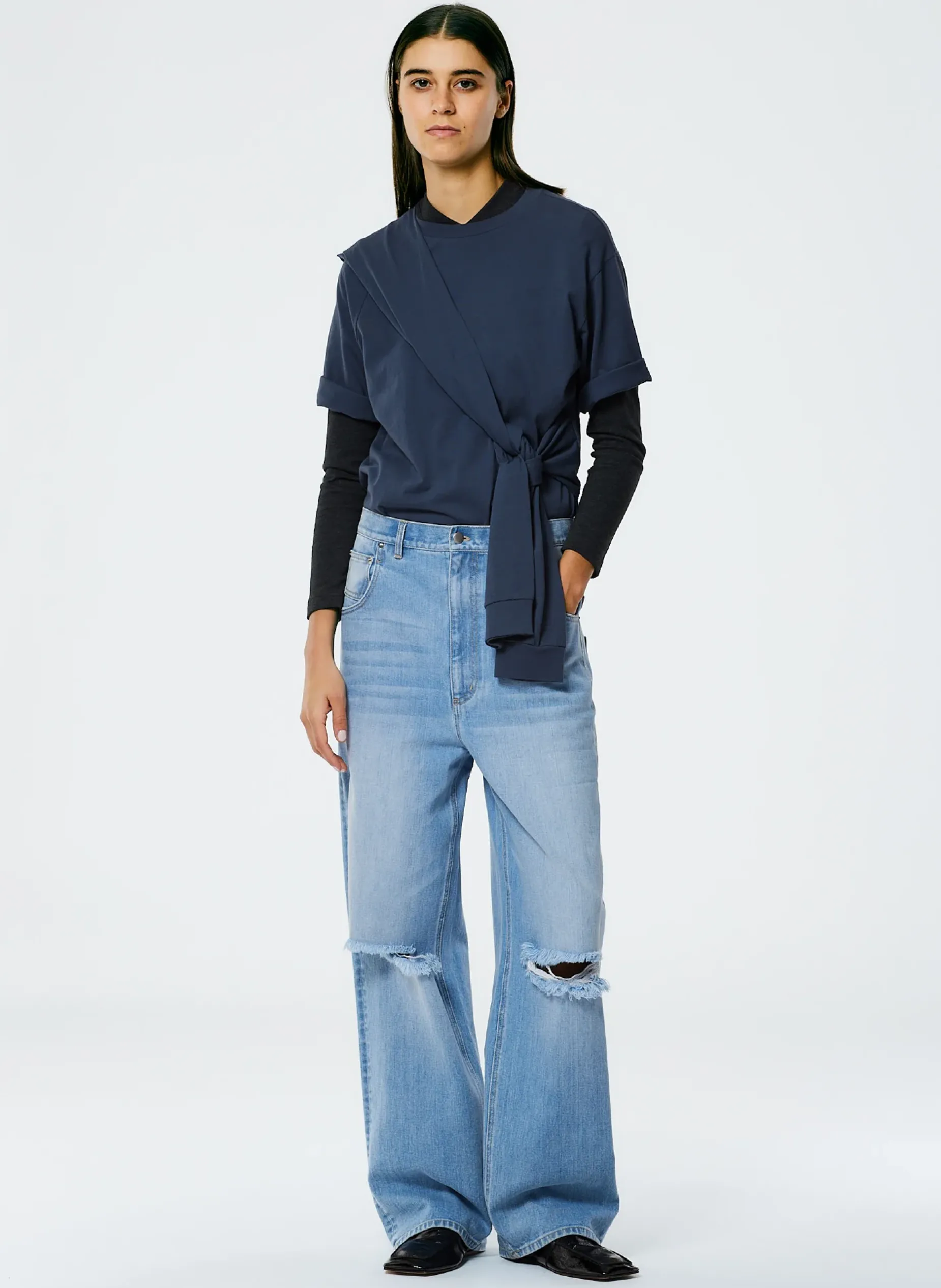Denim|Pants & Shorts>Tibi Vintage Wash Denim Ryder Jean Vintage Blue