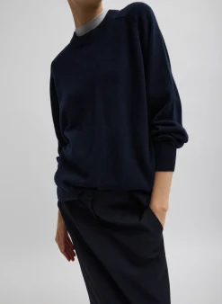 Knitwear & Sweatshirts|Fundamentals - WOFs>Tibi Washable Cashmere Crewneck Sweater Navy