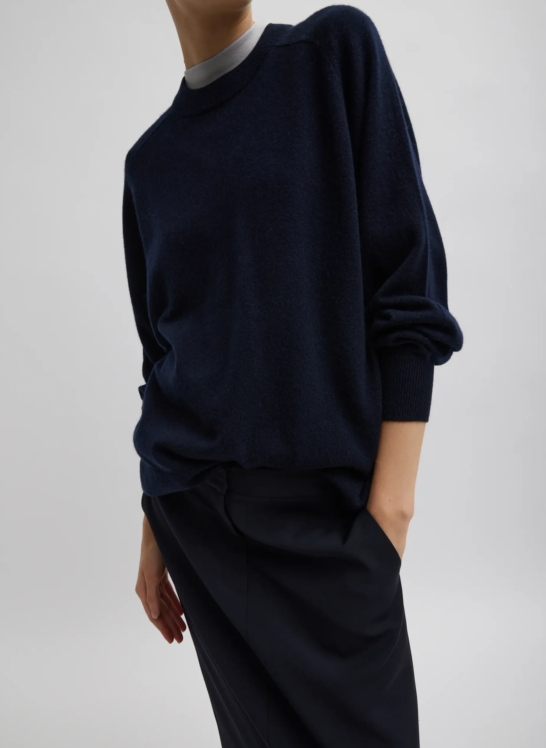 Knitwear & Sweatshirts|Fundamentals - WOFs>Tibi Washable Cashmere Crewneck Sweater Navy