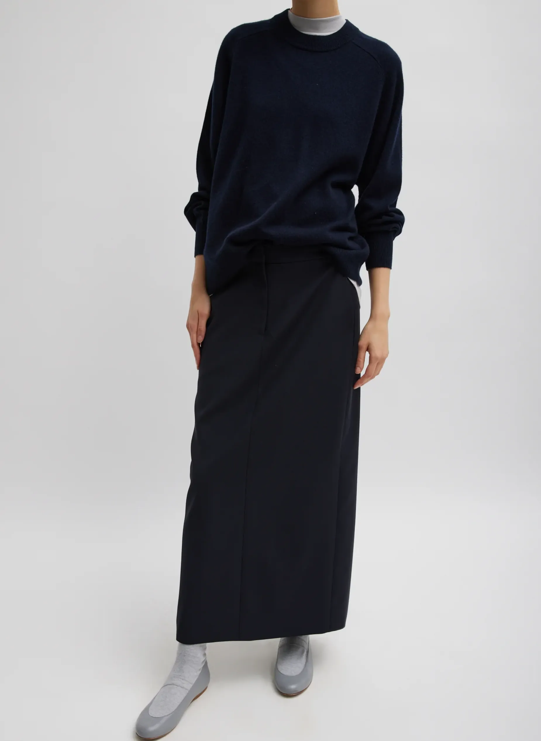 Knitwear & Sweatshirts|Fundamentals - WOFs>Tibi Washable Cashmere Crewneck Sweater Navy