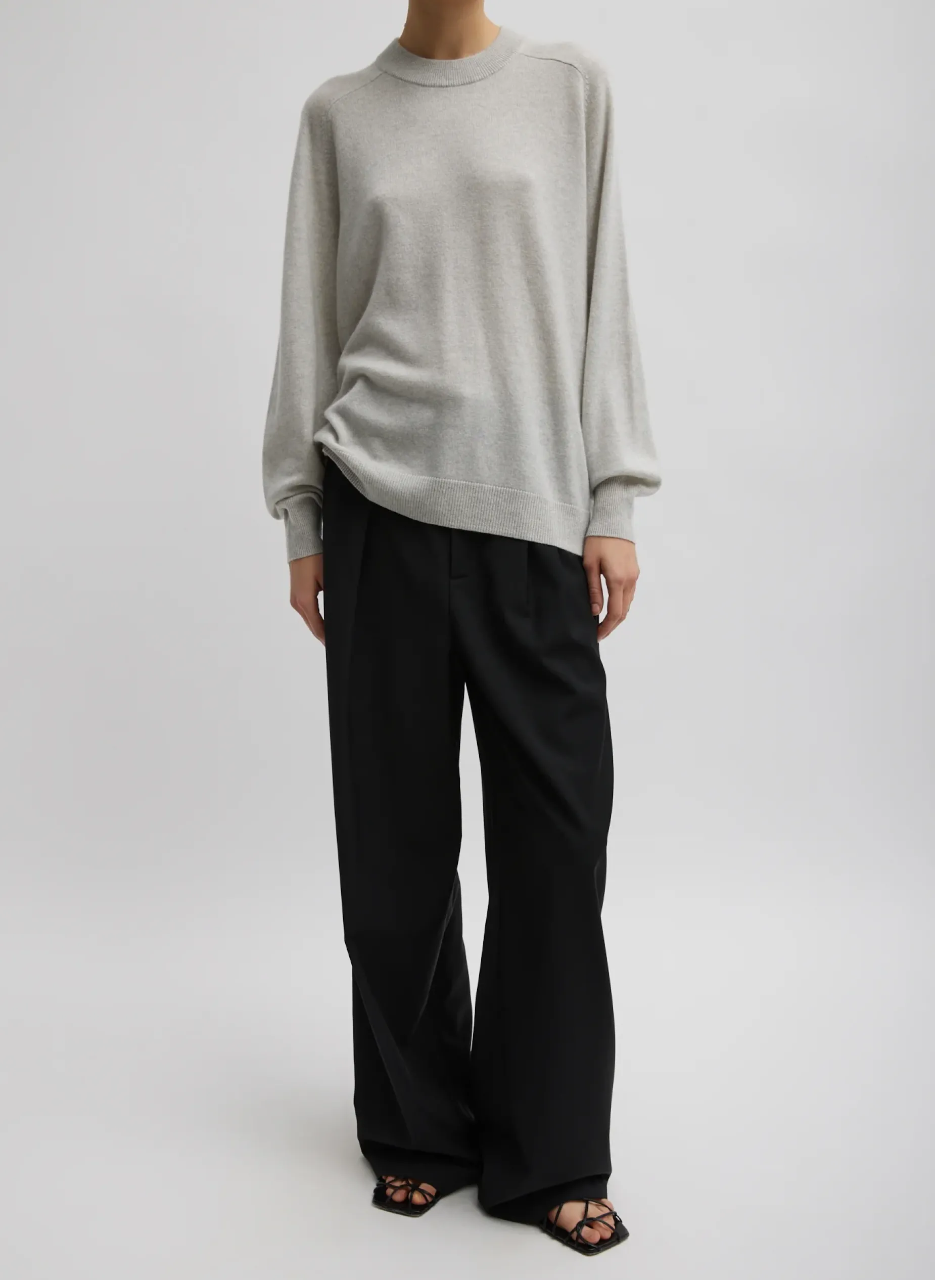 Knitwear & Sweatshirts|Fundamentals - WOFs>Tibi Washable Cashmere Crewneck Sweater Light Heather Grey