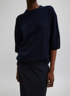 Knitwear & Sweatshirts|Fundamentals - WOFs>Tibi Washable Cashmere Oversized Easy T-Shirt Navy