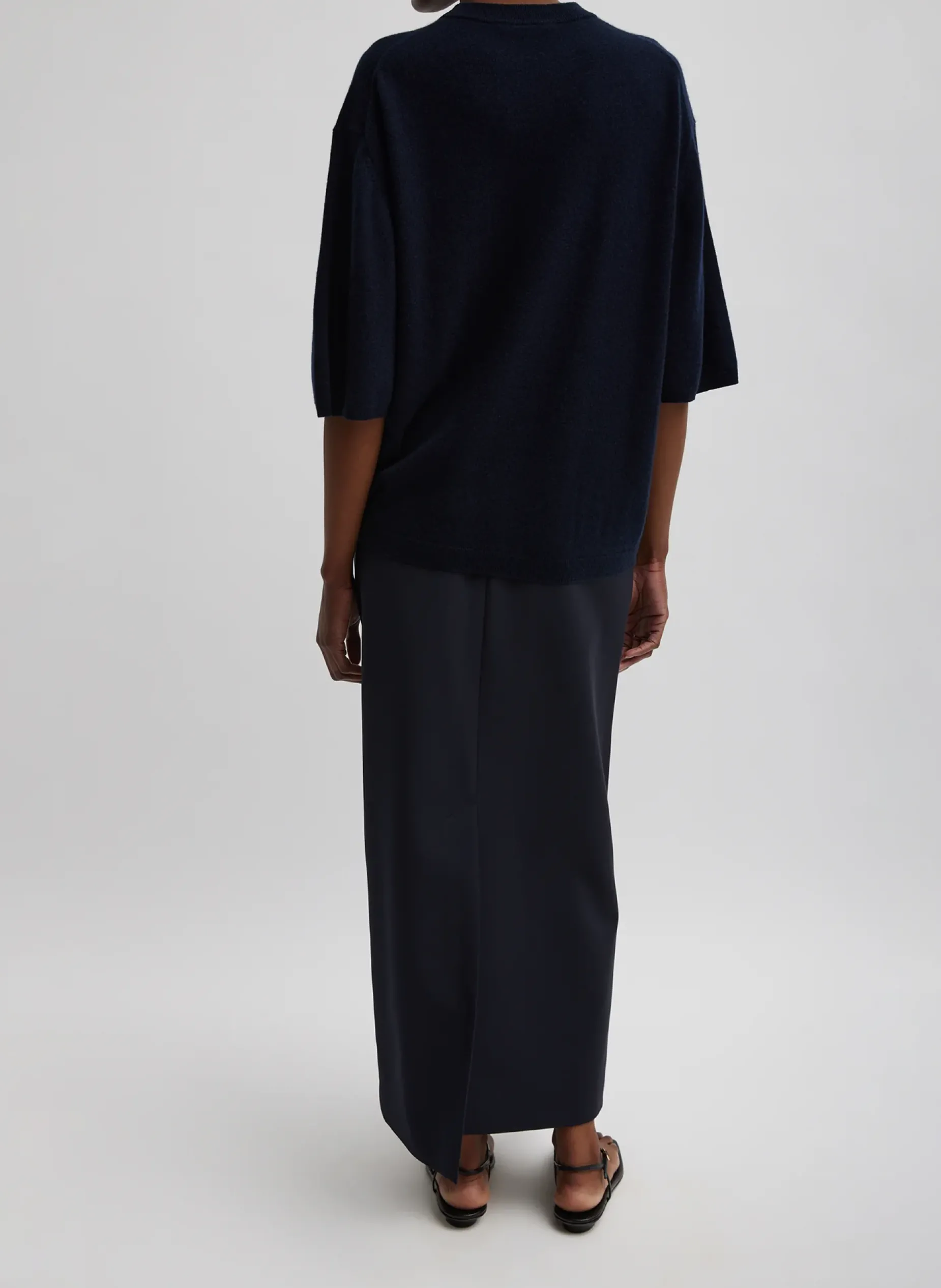 Knitwear & Sweatshirts|Fundamentals - WOFs>Tibi Washable Cashmere Oversized Easy T-Shirt Navy