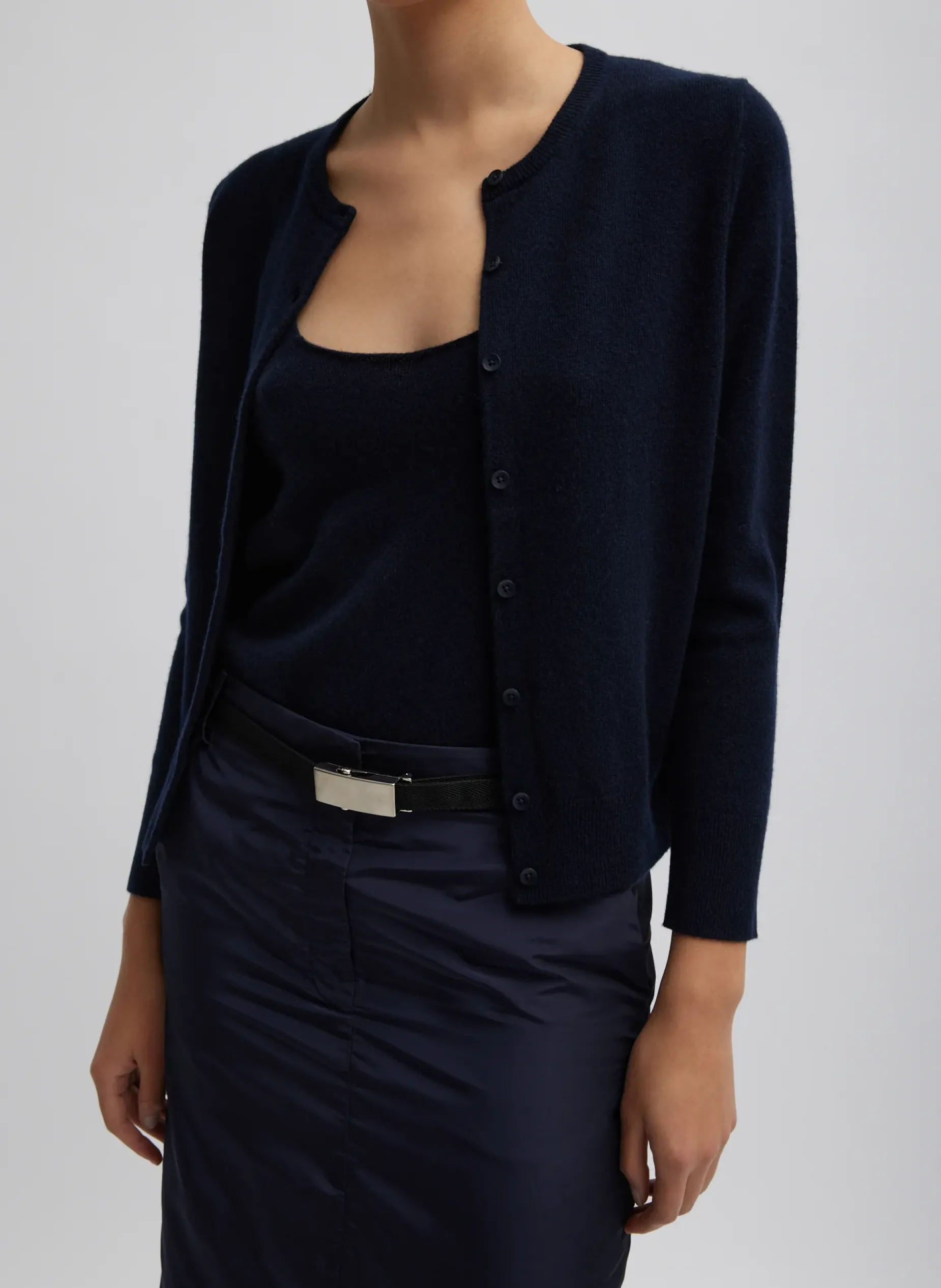 Knitwear & Sweatshirts|Fundamentals - WOFs>Tibi Washable Cashmere Shrunken Cardigan Navy