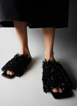 Flats>Tibi Woodward Raffia Flat Black